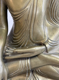 A Burmese partly lacquered bronze Mandalay Buddha, 19/20th C.