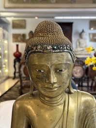 A Burmese partly lacquered bronze Mandalay Buddha, 19/20th C.