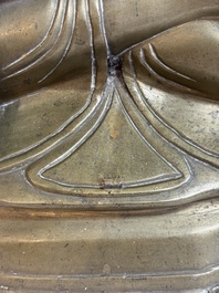 A Burmese partly lacquered bronze Mandalay Buddha, 19/20th C.
