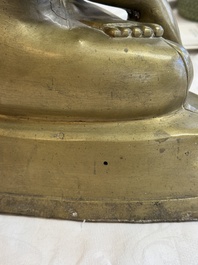 A Burmese partly lacquered bronze Mandalay Buddha, 19/20th C.