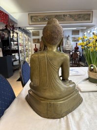 A Burmese partly lacquered bronze Mandalay Buddha, 19/20th C.
