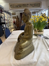 A Burmese partly lacquered bronze Mandalay Buddha, 19/20th C.
