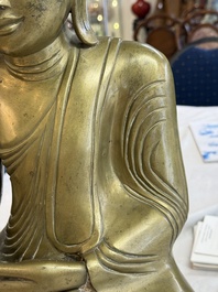 A Burmese partly lacquered bronze Mandalay Buddha, 19/20th C.
