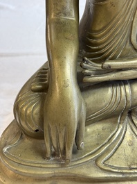 A Burmese partly lacquered bronze Mandalay Buddha, 19/20th C.