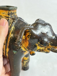 A Vietnamese gilt-lacquered bronze 'Elephant' ewer, 19th C.