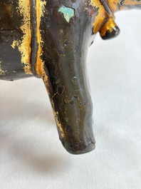 A Vietnamese gilt-lacquered bronze 'Elephant' ewer, 19th C.