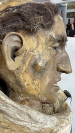 A macabre polychrome life-sized wax sculpture of a deceased monk, Italy, 19th C.