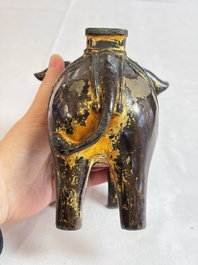 A Vietnamese gilt-lacquered bronze 'Elephant' ewer, 19th C.