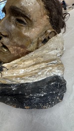 A macabre polychrome life-sized wax sculpture of a deceased monk, Italy, 19th C.