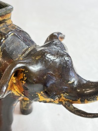 A Vietnamese gilt-lacquered bronze 'Elephant' ewer, 19th C.