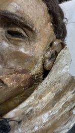 A macabre polychrome life-sized wax sculpture of a deceased monk, Italy, 19th C.