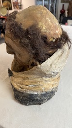 A macabre polychrome life-sized wax sculpture of a deceased monk, Italy, 19th C.