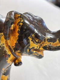 A Vietnamese gilt-lacquered bronze 'Elephant' ewer, 19th C.