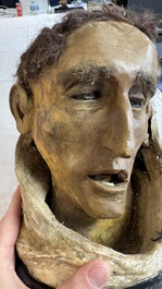 A macabre polychrome life-sized wax sculpture of a deceased monk, Italy, 19th C.