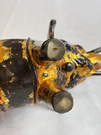 A Vietnamese gilt-lacquered bronze 'Elephant' ewer, 19th C.