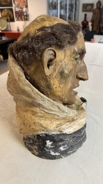 A macabre polychrome life-sized wax sculpture of a deceased monk, Italy, 19th C.