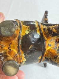 A Vietnamese gilt-lacquered bronze 'Elephant' ewer, 19th C.