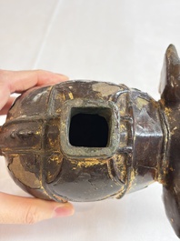 A Vietnamese gilt-lacquered bronze 'Elephant' ewer, 19th C.
