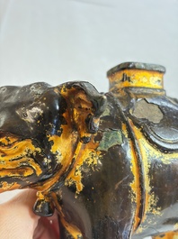 A Vietnamese gilt-lacquered bronze 'Elephant' ewer, 19th C.