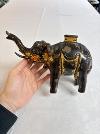 A Vietnamese gilt-lacquered bronze 'Elephant' ewer, 19th C.