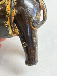 A Vietnamese gilt-lacquered bronze 'Elephant' ewer, 19th C.