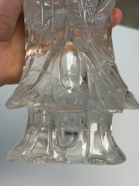 A Chinese carved rock crystal Guanyin, 20th C.