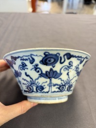 A Japanese blue and white vase, a jug and a bowl, 17th C. and later