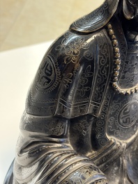 A Chinese bronze Bodhisattva seated on a lotus throne, 20th C.