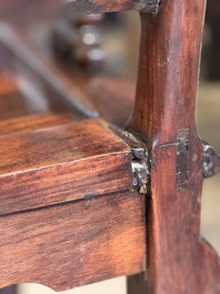 A set of six fine Chinese marble-inset hongmu chairs, 19th C.