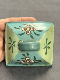 Two Chinese enamelled Yixing stoneware teapots, 19th C.