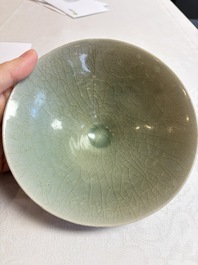 A Korean celadon conical tea bowl, Goryeo, 12th C.