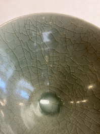 A Korean celadon conical tea bowl, Goryeo, 12th C.