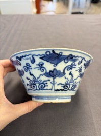 A Japanese blue and white vase, a jug and a bowl, 17th C. and later