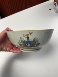 A Chinese famille rose armorial bowl with the arms of Byde with Hope in pretense, Qianlong, ca. 1775