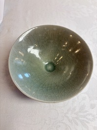 A Korean celadon conical tea bowl, Goryeo, 12th C.