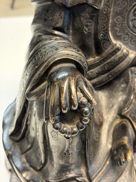 A Chinese bronze Bodhisattva seated on a lotus throne, 20th C.