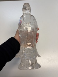 A Chinese carved rock crystal Guanyin, 20th C.