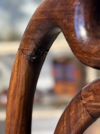 A set of six fine Chinese marble-inset hongmu chairs, 19th C.