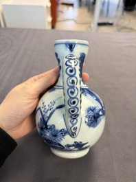 A Japanese blue and white vase, a jug and a bowl, 17th C. and later