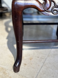 A set of six fine Chinese marble-inset hongmu chairs, 19th C.