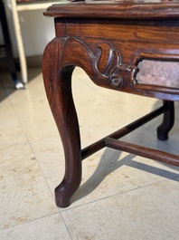 A set of six fine Chinese marble-inset hongmu chairs, 19th C.