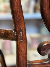 A set of six fine Chinese marble-inset hongmu chairs, 19th C.