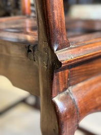 A set of six fine Chinese marble-inset hongmu chairs, 19th C.