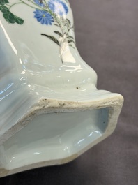 A Chinese qianjiang cai 'Wu Zi Deng Ke 五子登科' hexagonal vase, sigend Xian Cha 仙槎, dated 1915