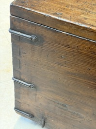 A Korean wrought-iron mounted wooden coin chest (Ton-Kwe), Joseon, 18/19th C.