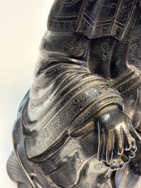A Chinese bronze Bodhisattva seated on a lotus throne, 20th C.