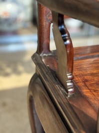 A set of six fine Chinese marble-inset hongmu chairs, 19th C.