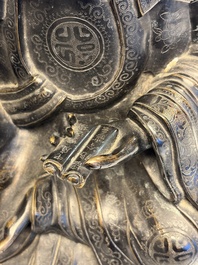 A Chinese bronze Bodhisattva seated on a lotus throne, 20th C.