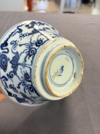 A Japanese blue and white vase, a jug and a bowl, 17th C. and later