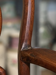 A set of six fine Chinese marble-inset hongmu chairs, 19th C.